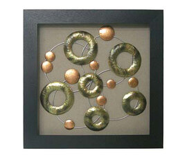 Framed Copper Circles Wall Art