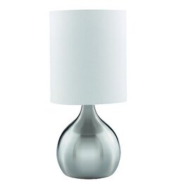 Modern Satin Silver Touch Table Lamp With White Fabric Shade