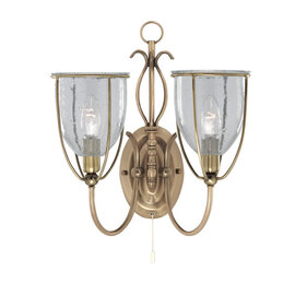 Silhouette Antique Brass 2 Light Wall Bracket With Clear Seeded 