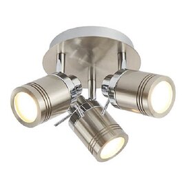 Striking Three Light Satin Silver Bathroom Spot Plate