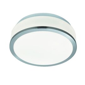 Discs Bathroom Lamp In Opal Glass Shape With Silver Trim