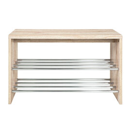Merin Wooden Oak Shoe Bench With Chrome Finish 2 Shelf