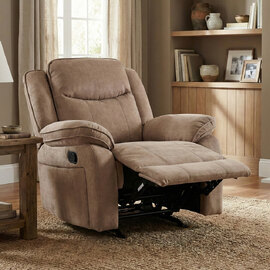 Arvelo Fabric Manual Recliner 1 Seater Sofa in Light Brown