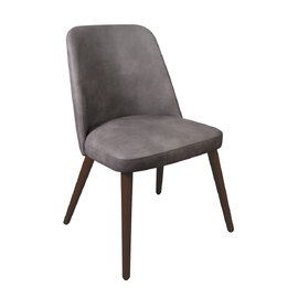 Avelay Faux Leather Bedroom Chair In Steel Grey Vintage Elegance