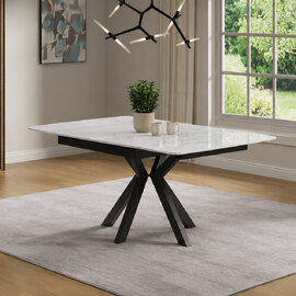 Farsen Ceramic Extending Dining Table in Calacatta Gloss
