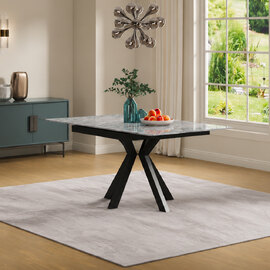 Farsen Ceramic Extending Dining Table in Grey Gloss