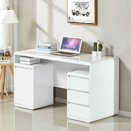 Florentine Gloss Computer Desk With 1 Door 3 Drawers In White