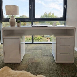 Florentine Gloss Computer Desk With 1 Door 3 Drawers In White