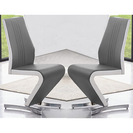 Gia Grey And White Faux Leather Dining Chairs In Pair