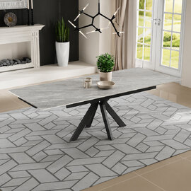 Ixtaro Ceramic Extending Dining Table in Matt Grey