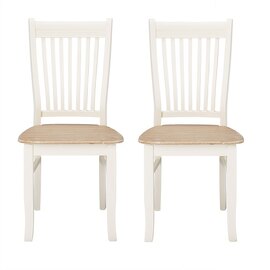 Juliet White And Cream Wooden Dining Chairs In Pair