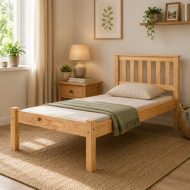 Maire Low Foot End Pine Wooden Single Bed In Antique