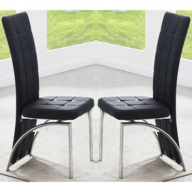 Ravenna Black Faux Leather Dining Chairs In Pair