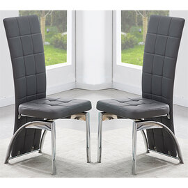Ravenna Grey Faux Leather Dining Chairs In Pair