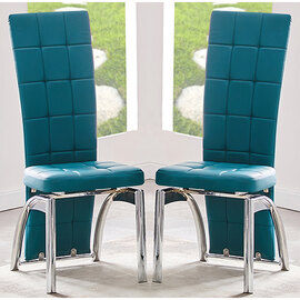 Ravenna Teal Faux Leather Dining Chairs In Pair