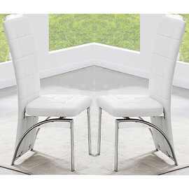 Ravenna White Faux Leather Dining Chairs In Pair