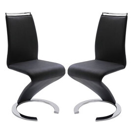 Summer Z Black Faux Leather Dining Chairs In Pair