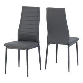 Aadi Grey Faux Leather Dining Chairs In Pair