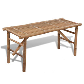 Aahna Wooden Folding Garden Bamboo Bench In Natural