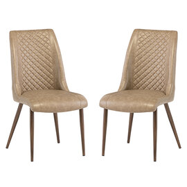 Aalya Taupe Faux Leather Dining Chairs In Pair