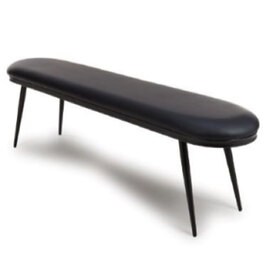 Aara Faux Leather Dining Bench With Metal Legs In Black