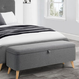 Abana Fabric Blanket Box In Grey
