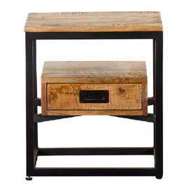 Abbeville Wooden Side Table With 1 Drawer - Oak And Black