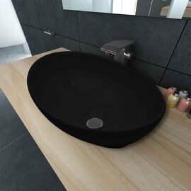 Abbotsford Oval Countertop Basin Without Waste 400mm Wide - Black