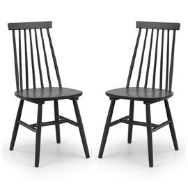 Abeje Black Wooden Dining Chairs With Spindle Back In Black Pair