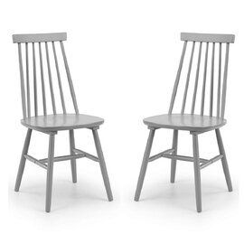 Abeje Grey Wooden Dining Chairs With Spindle Back In Grey Pair