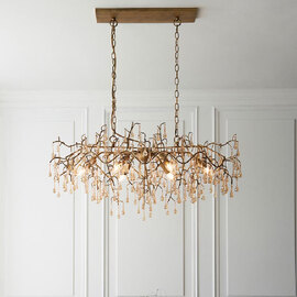 Aberdeen Glass Linear Pendant Ceiling Light In Gold