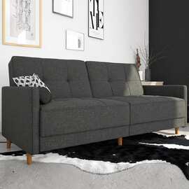 Abilene Fabric Sofa Bed With Oak Legs In Grey