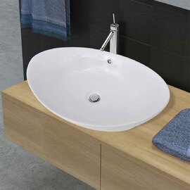 Abilene Oval Countertop Basin Without Waste 590mm Wide 0TH - White