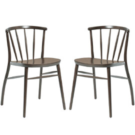 Abiquiu Antique Grey Wooden Side Dining Chairs In Pair