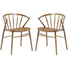 Abiquiu Antique Oak Wooden Dining Chairs In Pair