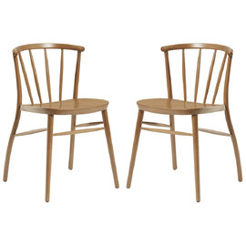 Abiquiu Antique Oak Wooden Side Dining Chairs In Pair