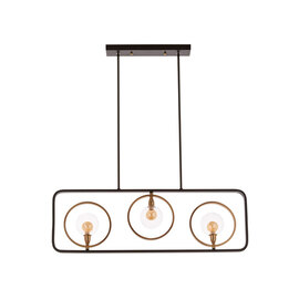 Abita 3 Bulbs Pendant Light In Matte Black And Bronze