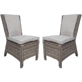 Abobo Grey Rattan Dining Chairs With Cushions In Pair