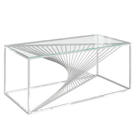 Absecon Clear Glass Coffee Table With Stainless Steel Frame