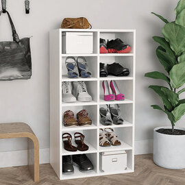 Acciai Wooden Shoe Storage Rack With 12 Shelves In White