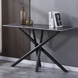 Accro Grey Ceramic Top Console Table with Black Metal Legs