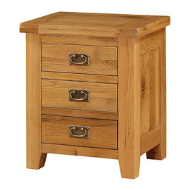 Adriel Wooden Bedside Cabinet With 3 Drawers In Light Oak