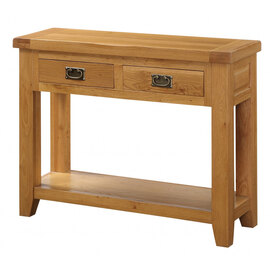 Adriel Wooden Console Table With 2 Drawers In Light Oak