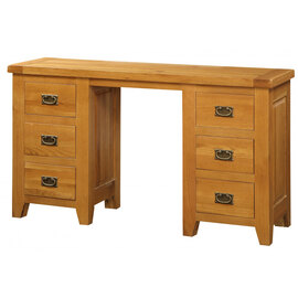 Adriel Wooden Dressing Table With 6 Drawers In Light Oak