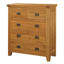 Adriel Wooden Chest Of 5 Drawers Narrow In Light Oak