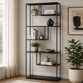 Acre Metal Shelving Unit with 6 Shelves in Black