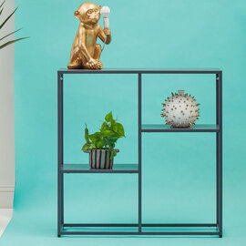 Acre Metal Shelving Unit With Open Shelves In Grey