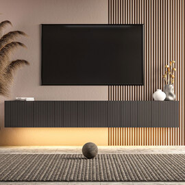 Ada Wooden Wall Mounted TV Stand in Anthracite and LED