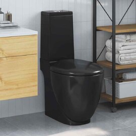 Adel Black Close Coupled Toilet With Horizontal Outlet - Soft Close Seat