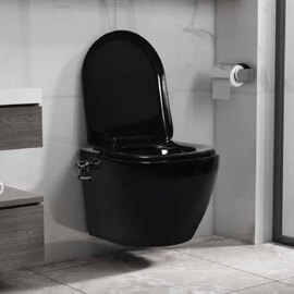 Adel Black Rimless Wall Hung Toilet With Bidet Function - Soft Close Seat